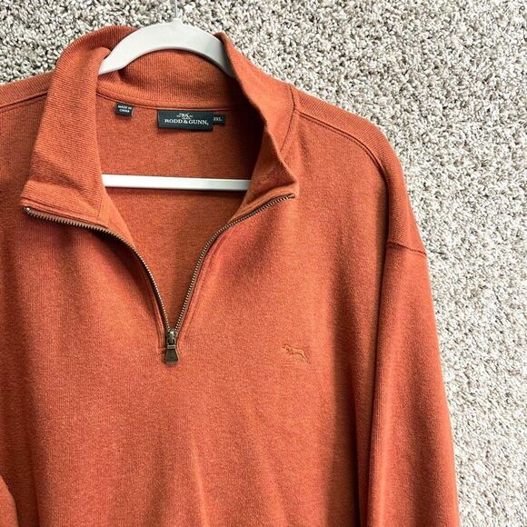 Rodd & Gunn Sweater Men’s 3XL Orange 100% Australian Cotton Pullover Neck Zip - Picture 3 of 6